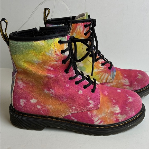 Dr. Martens 1460Y Multi Tie Dye Leather Combat Boots Youth M6 Women’s 7 EU 38 - Picture 2 of 16